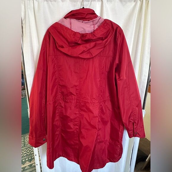 Woolrich Red Raincoat, Lightweight, Hooded, Zipper & Button Closure, Women's XXL - Picture 8 of 16
